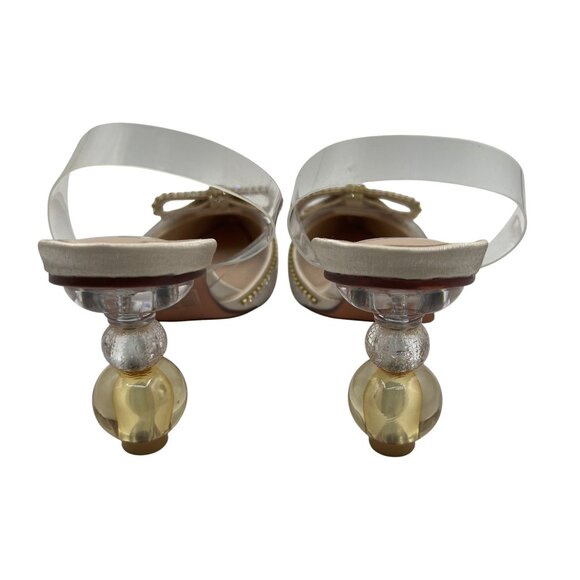 No.55 Shoes Womens 8.5 Crystal Butterfly Bow Pointed Toe Slingback Sphere Heels - Picture 5 of 16